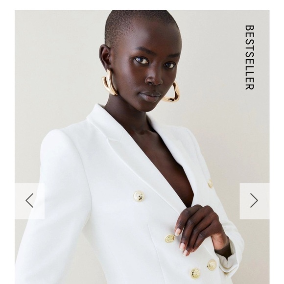 💥💥Clearance!!💥💥 Karen Millen Tailored Military White Blazer with Gold Buttons - Picture 2 of 15